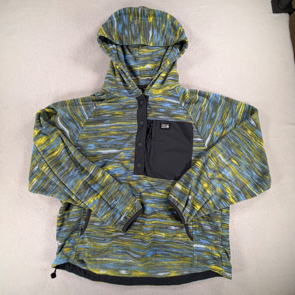 Mountain Hardwear Women's Medium Microchill Snap Neck Blue Print Fleece Pullover